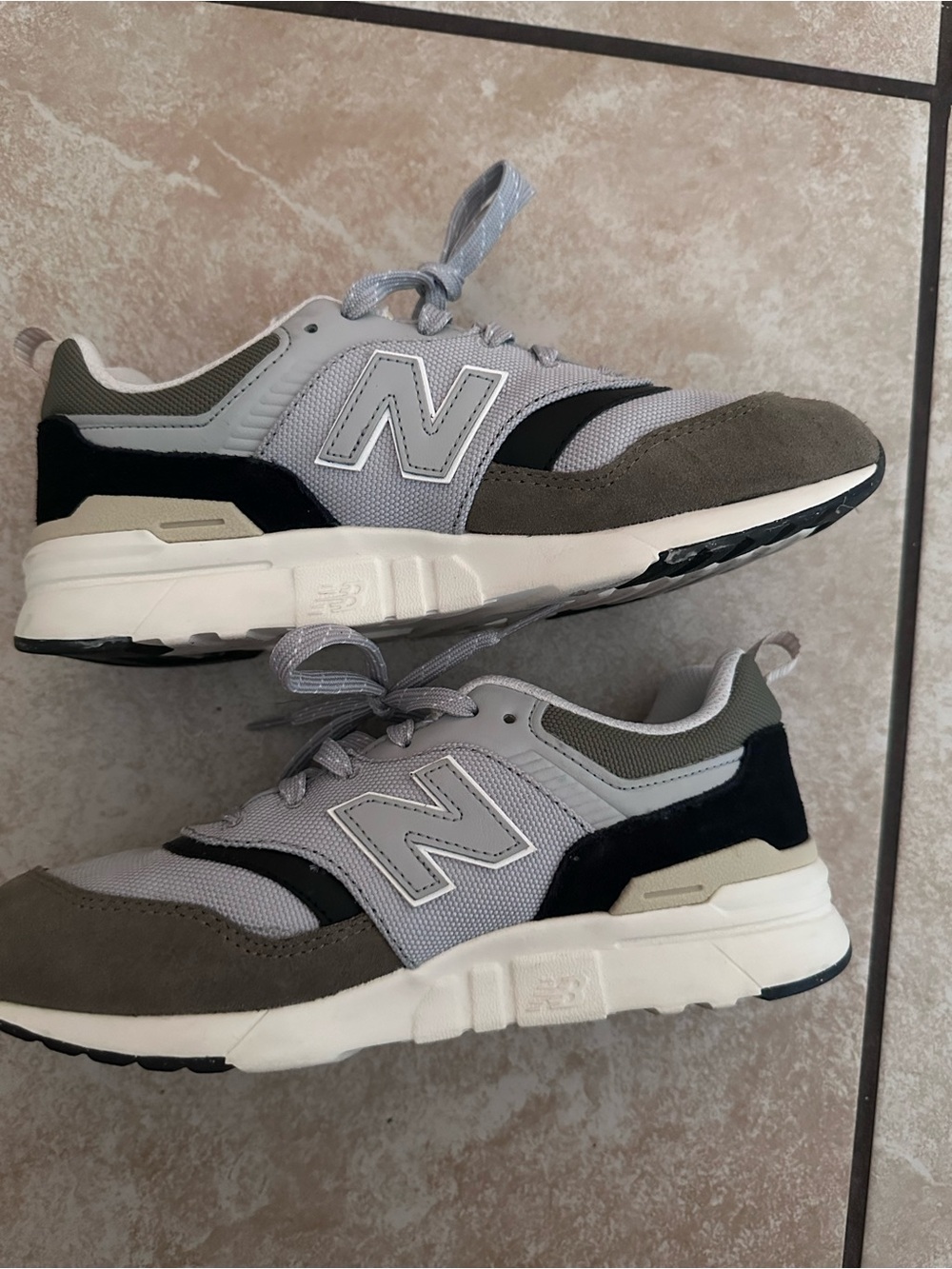 New Balance 997H Sneakers in Covert Green and Raincloud colorway